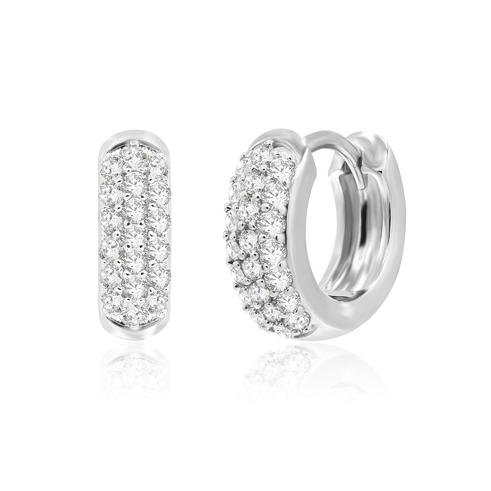 Pave CZ 4mm Hoop Earrings